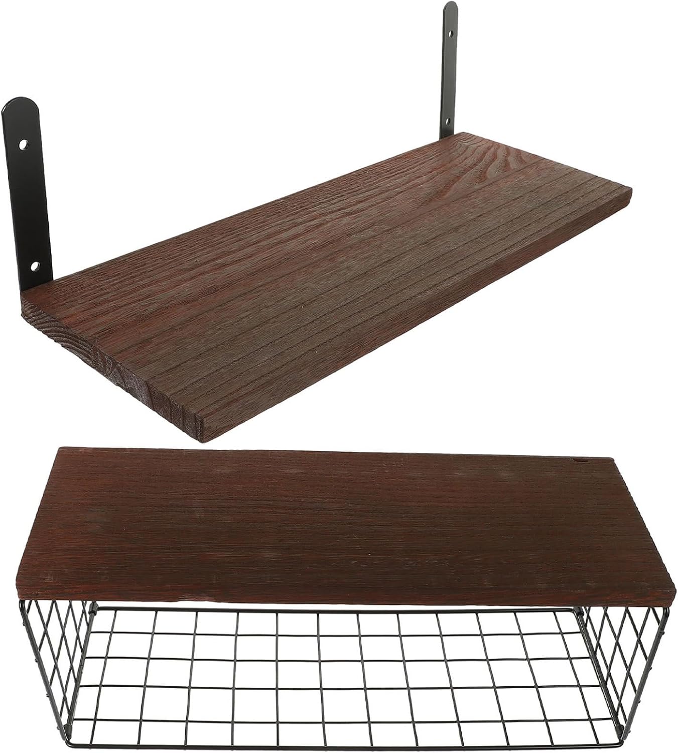 POPETPOP Floating Wall-Mounted Storage Shelf Metal Frame Bathroom Wall Shelf Rack for Bedroom Living Room Organization