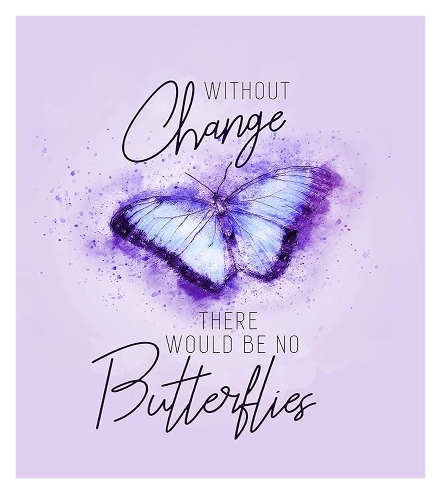 RNUMLIGH Purple Butterfly Wall Decor - Uplifting and Motivational Quote Art for Bedroom and Office(Framed,08x12inch(20x30cm))