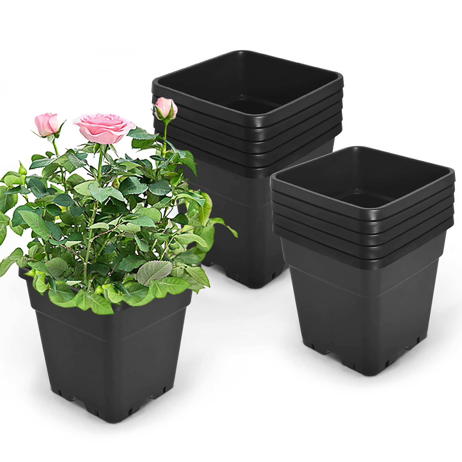 hostic 5 gallon square nursery pots flexible plastic pots for plants gallon pot with drainage holes 10 pcs