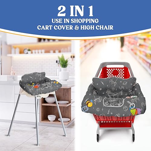 Miniatura 5 de PILLANI Funda para carrito de compras para bebé, funda para silla alta para asiento de restaurante - Funda para carrito de comestibles para bebé