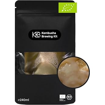 Kombucha Bio Scoby Active Starter Culture with Kombucha Mushroom Made from 100% Organic Tea Success Guarantee for Making 1.2 - 2.4 L Handmade Vegan Gluten-Free Lactose-Free 240 ml