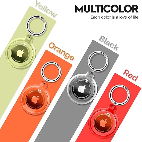 Miniatura 4 de Paquete de 4 soportes para Airtag, funda impermeable para Apple AirTag con llavero, a prueba de golpes y polvo para rastreo de mascotas, bolsos,