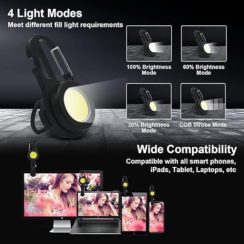 Miniatura 3 de COB - Luz de llenado de teléfono celular llavero multifunción para teléfono con 4 modos de iluminación martillo de ventana destornillador llave