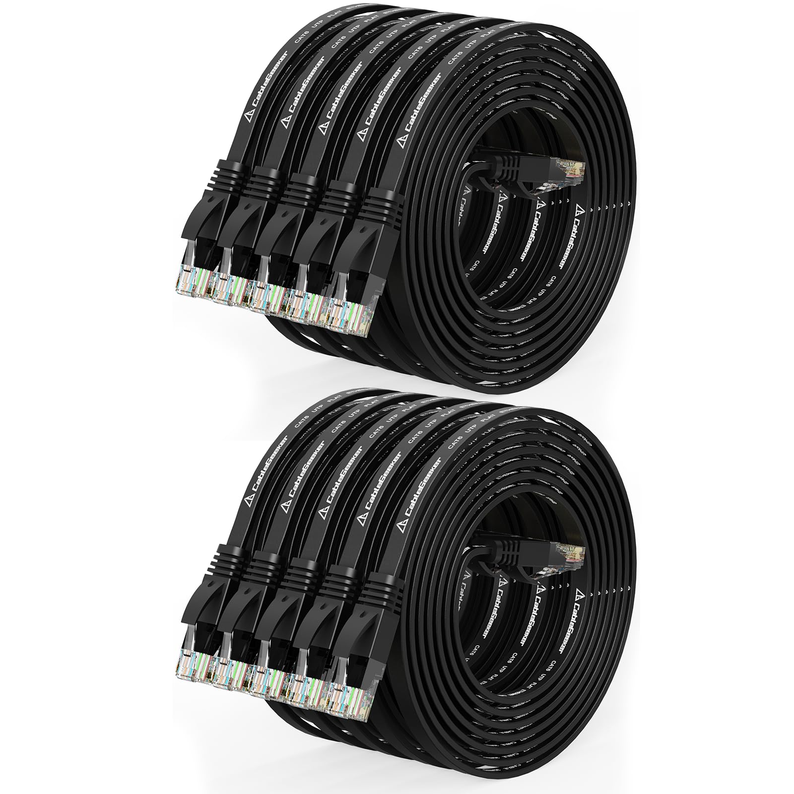 Cat 6 Ethernet Cable 5ft (10 Pack) (at a Cat5e Price but Higher Bandwidth) Flat Internet Network Cables - Cat6 Ethernet Patch Cable Short - Black