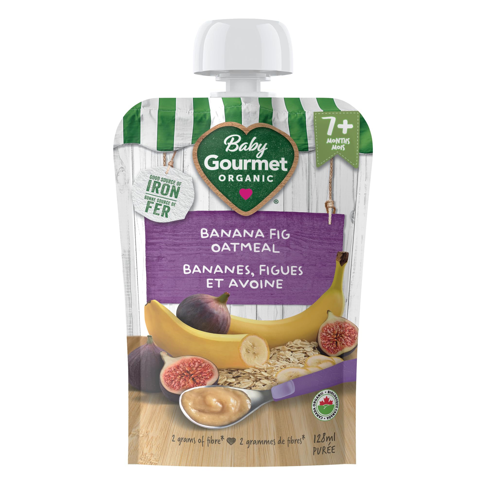 Baby Gourmet Banana Fig Oatmeal Purée, 12 × 128 mL Pouches | 7 Months+ | Organic Baby Food Puree | High Fibre | No Added Sugar or Salt | Made in Canada - 5