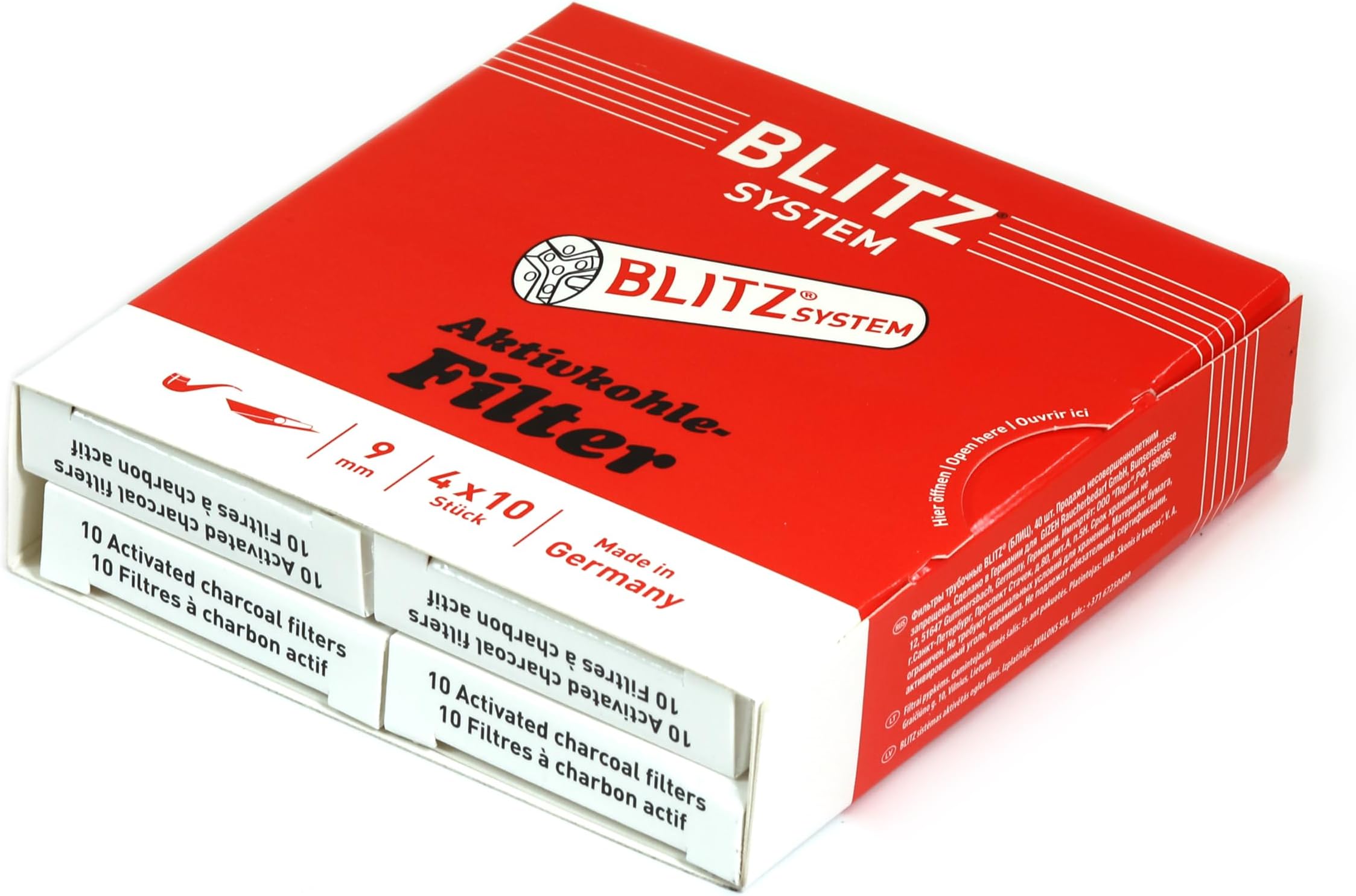 40 x Blitz Charcoal Pipe Filters 9mm