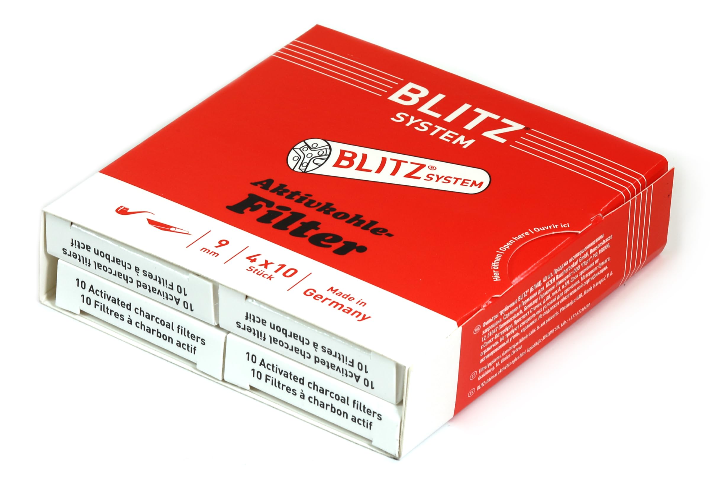 40 x Blitz Charcoal Pipe Filters 9mm
