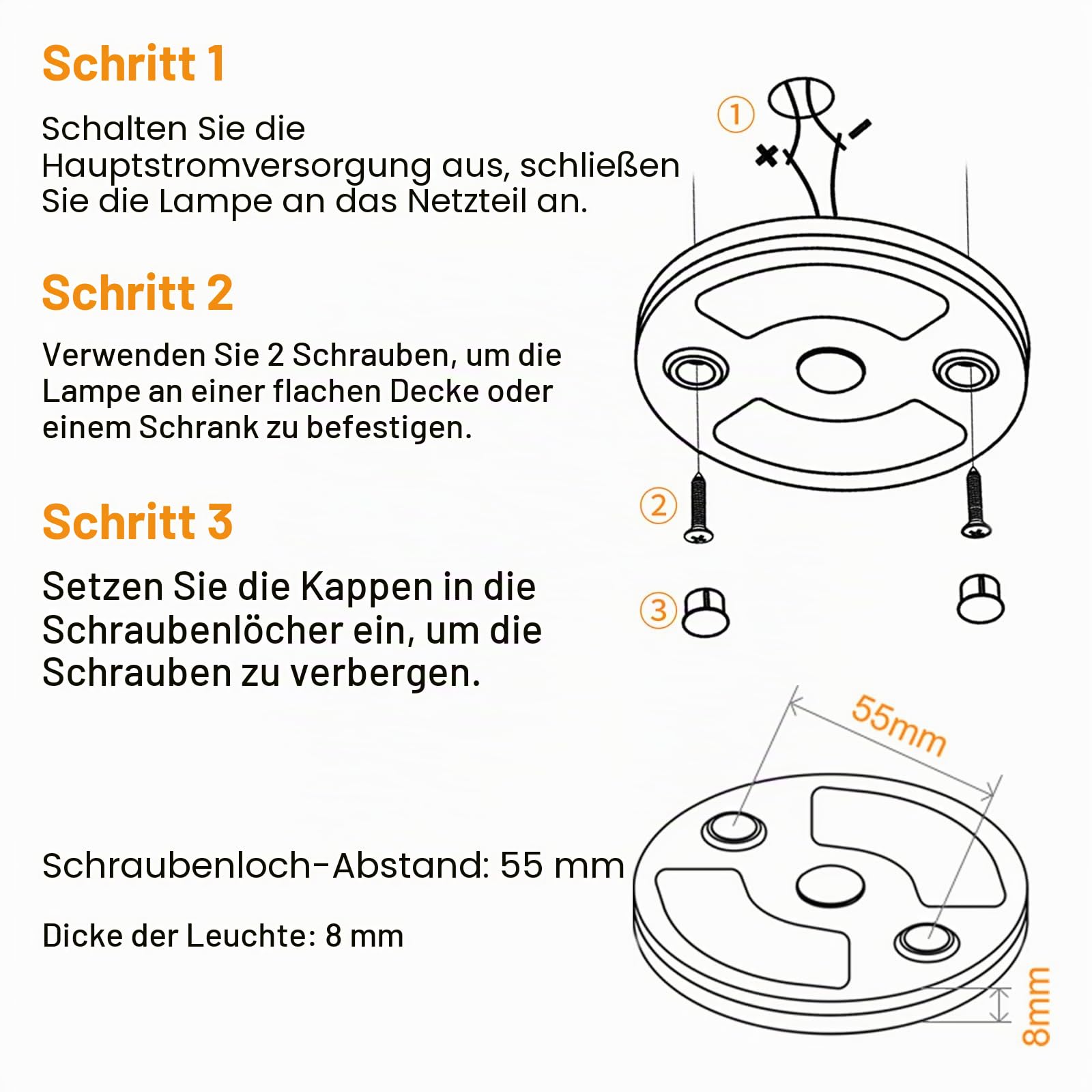 4 x 12V LED Deckenleuchte Wohnmobil Flach Dimmbar Panel Rund Leuchte 75mm 235LM mit Touch Schalter Aufbauleuchte, für Camper Boot Wohnwagen Yacht Auto, Zwei Farbe(3000K/Blau)