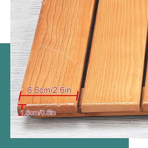 Miniatura 4 de KDDEON Tapete de baño de bambú de lujo, tapete de ducha de madera natural, accesorios de baño de bambú, diseño de listones, fácil almacenamiento,