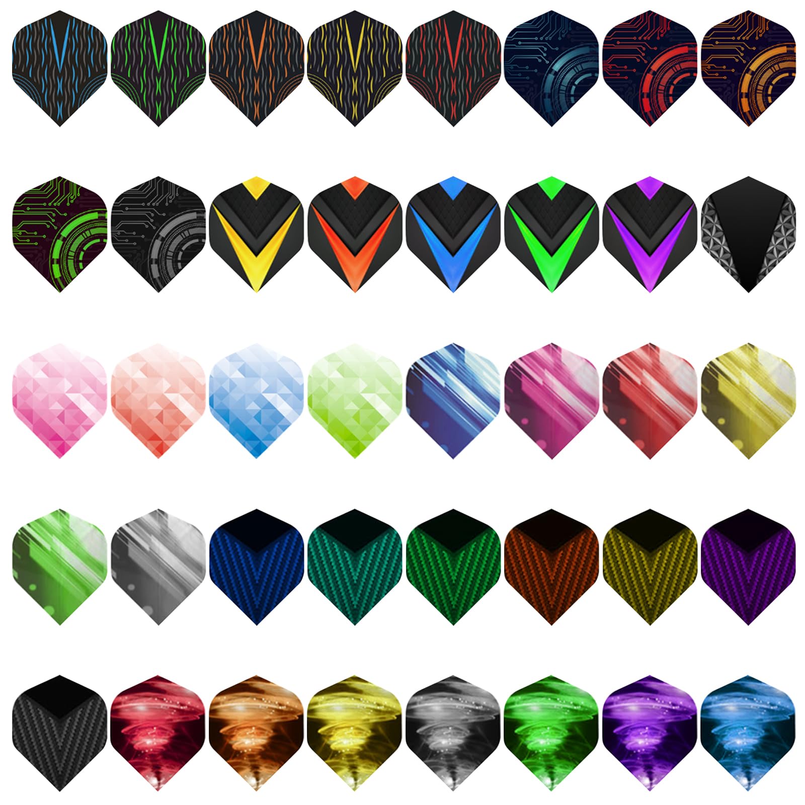 Deetenks 120PCS Dart Flights 40 Sets Durable Standard PET Dart Flights Replacement Feather Tail Wing for Soft Tip Steel Tip Darts - Image 2