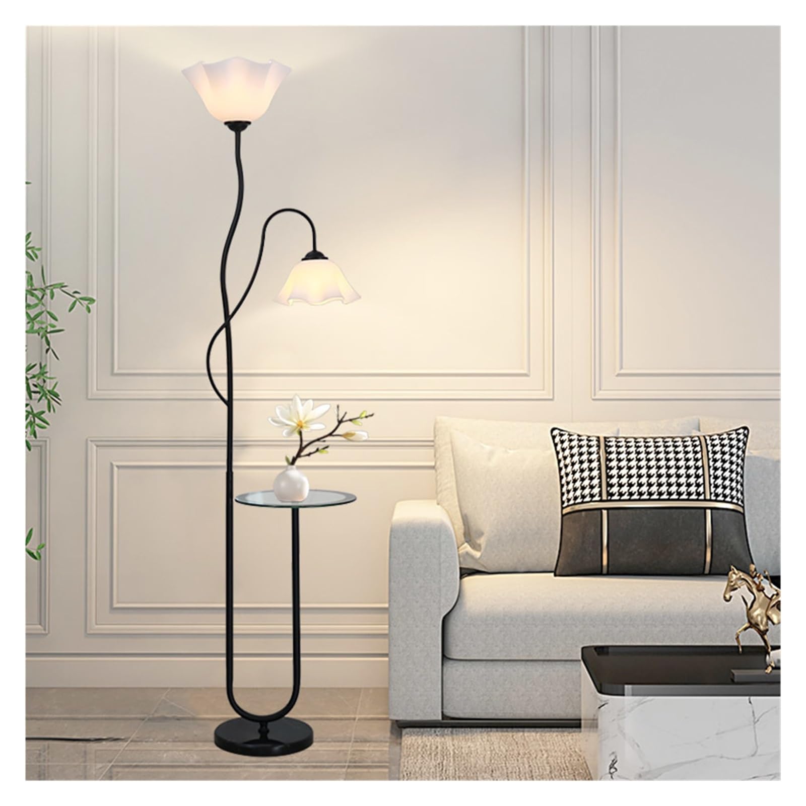 E7v2t9k6 Black Standard Lamp Floor Lamp With Tray, Home Reading Standing Lights, Tall For Living Room Fits In Modern Decor Corner
