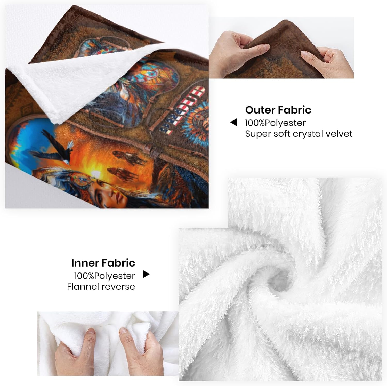 Native American Blanket Soft Cozy Plush American Indians Flannel Blankets Native Americans Decor Gifts for Women Girls Adults Couch Sofa 50x60in - Image 6
