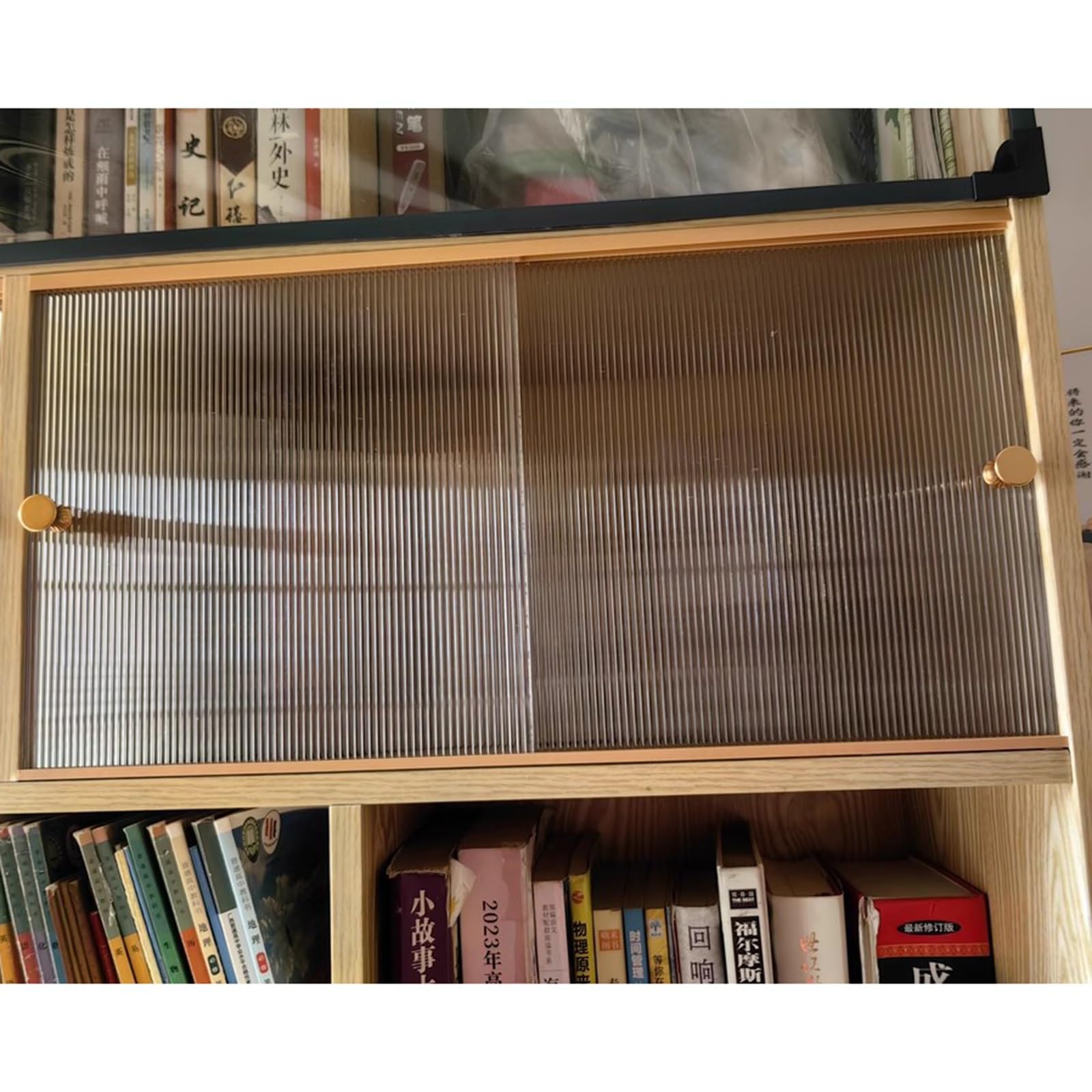 Szafka ekspozycyjna z przesuwanymi drzwiami, Drzwi do domowej półki na książki chroniące przed kurzem, Uniwersalne panele akrylowe do półek(20"x32"/51x81cm)