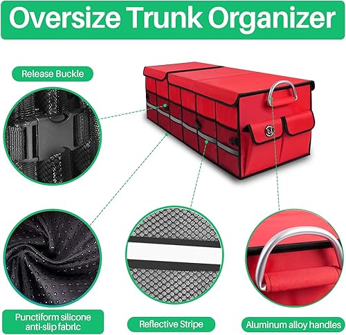Miniatura 6 de Organizador grande para maletero de automóvil, organizador de carga para SUV, parte inferior antideslizante, impermeable, plegable, duradero,