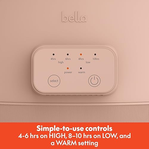 Miniatura 3 de bella Olla de cocción lenta programable de 6.0 cuartos de galón, revestimiento antiadherente de cerámica, temperatura ajustable y tiempos de