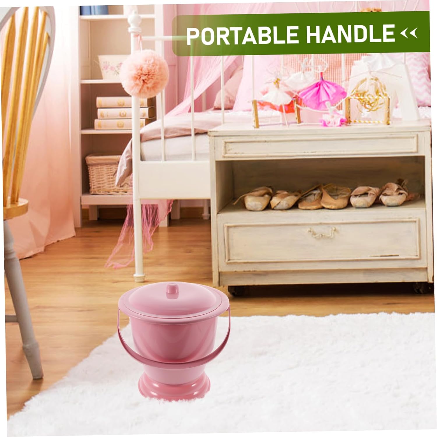 1pc Handheld Spittoon with Lid Portable Urine Pot for Boy Girl and Elders Night Use Chamber Pot Easy to Clean Pee Bucket for Home and Travel