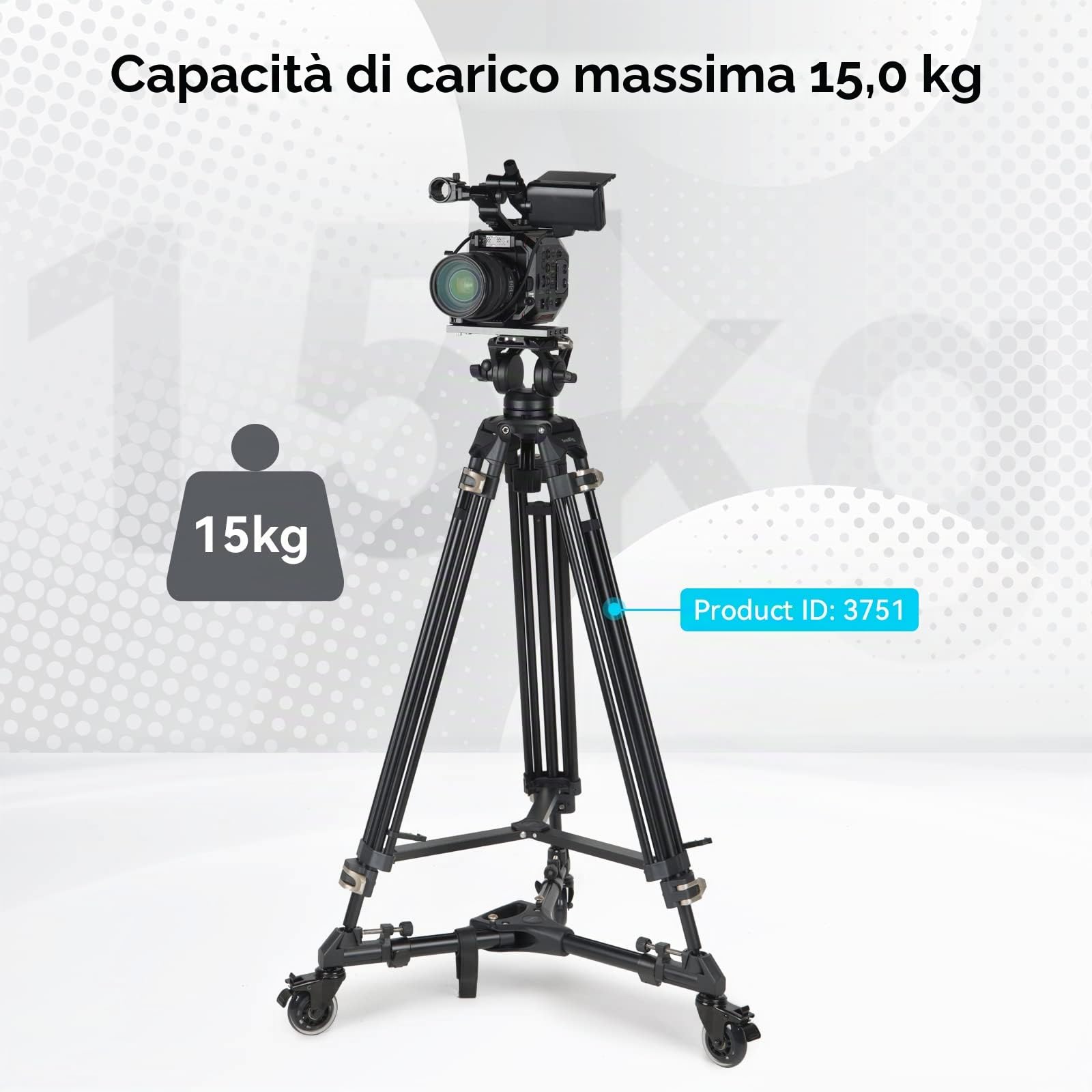 SMALLRIG Universal Tripod Dolly, Resistente con Supporti per Gambe Regolabili e Borsa per Il Trasporto, Carrello per Treppiede Fotografico, Capacità di Carico di 15 kg / 33 Libbre - 3986