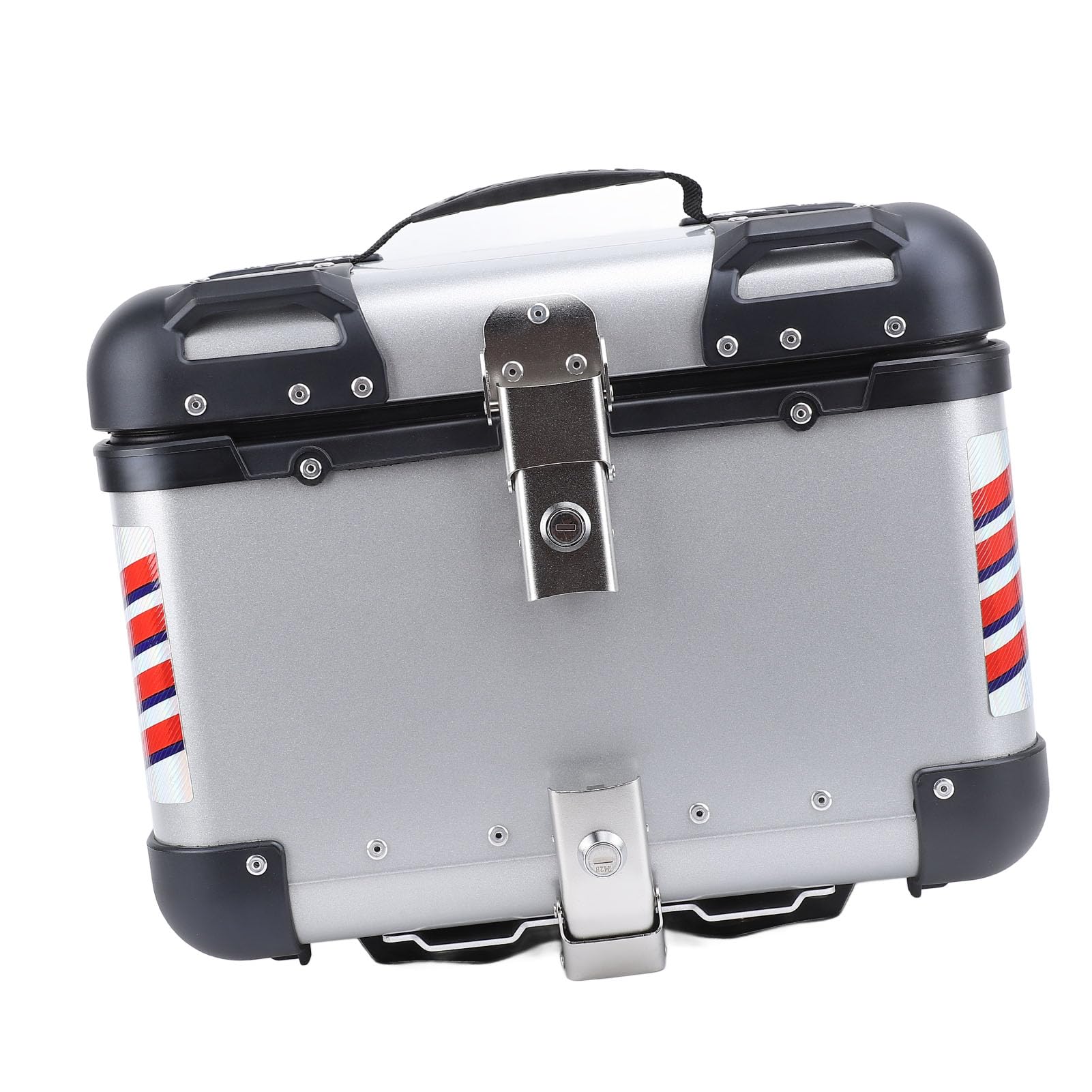 Baúl para Motocicleta, Caja Trasera Ligera de Aleación de Aluminio de 45 L, Baúl de Motocicleta con Cerradura de Seguridad, Pegatinas Reflectantes Resistentes Al Agua para Ajuste Universal