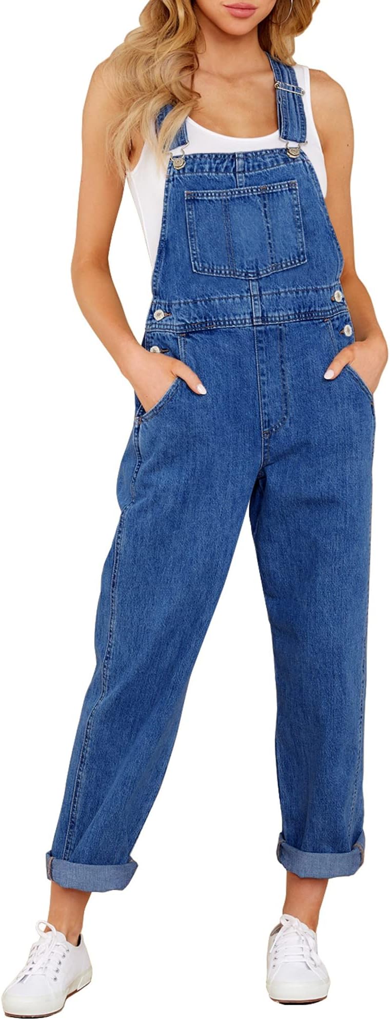Overalls for Women Loose Fit Jean Denim Bib Jumpsuit Stretch Overall Pants