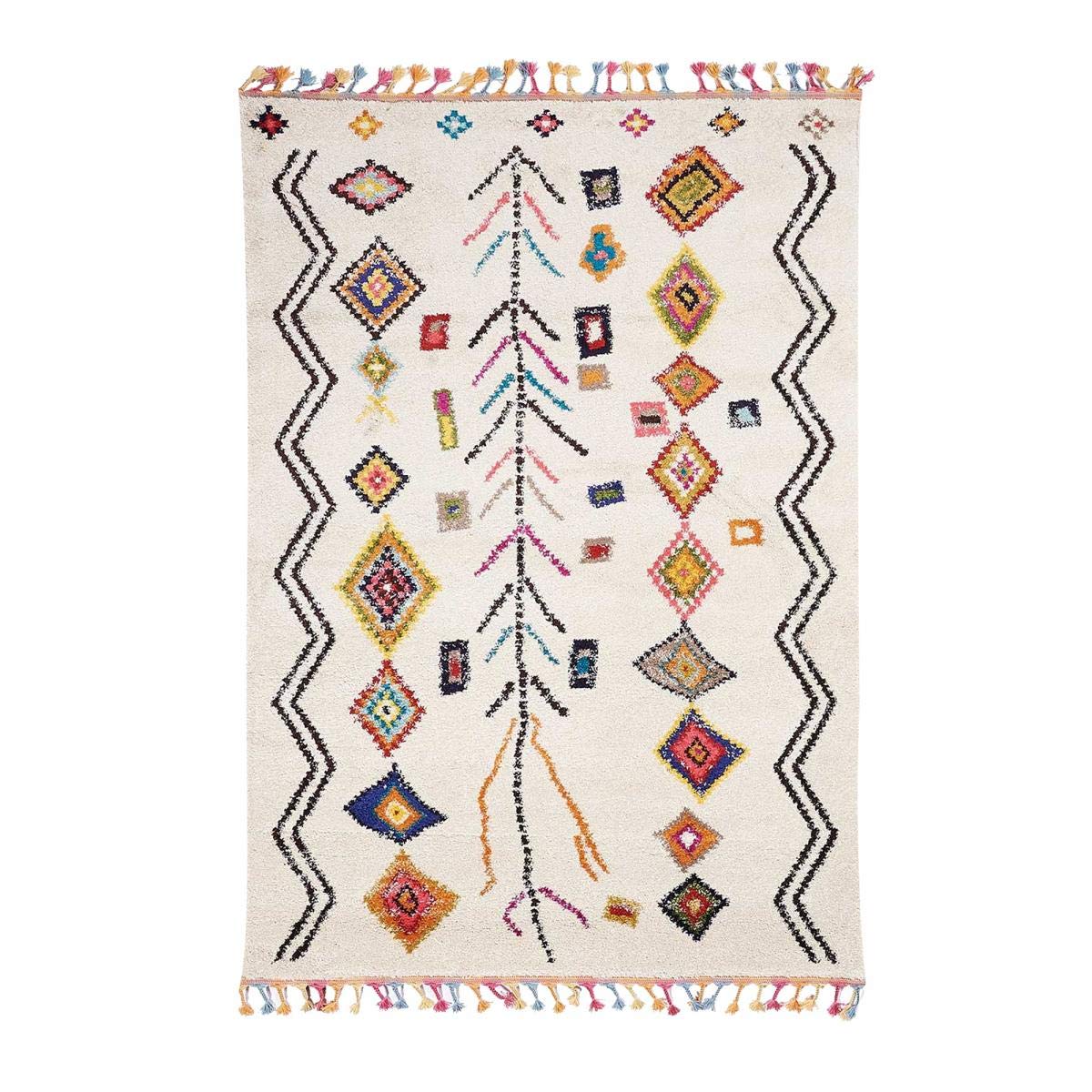 Jadorel Tapis Berbère Salon 80x150 cm Multicolore Moderne Style Rectangulaire adapté au Chauffage par Le Sol