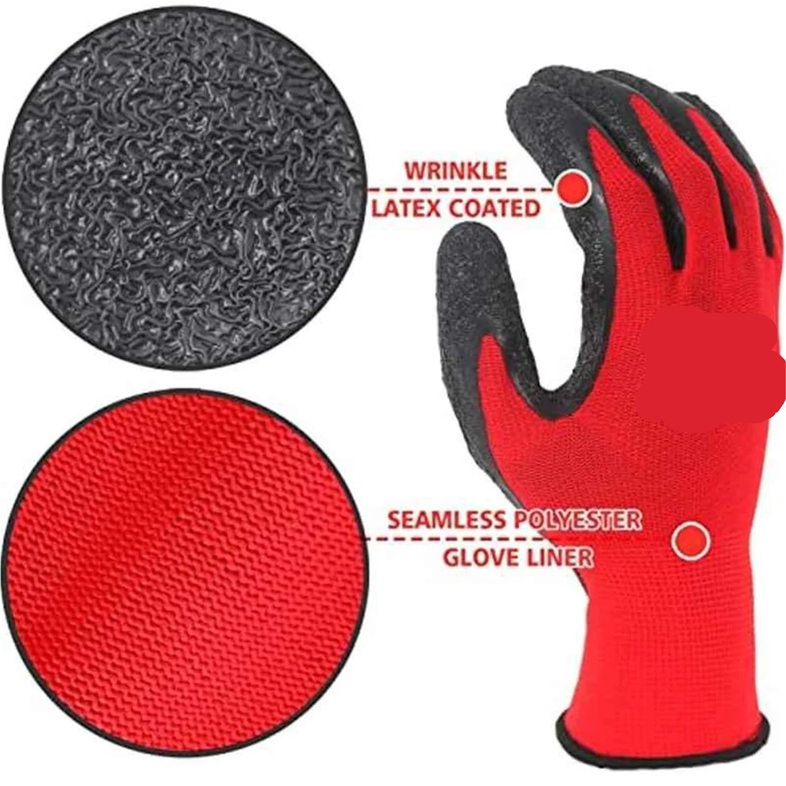 Guantes de jardinería 6 pares de guantes de trabajo con revestimiento de látex, guantes de jardinería antideslizantes, resistentes a la abrasión, resistentes a cortes y pinchazos (XL)