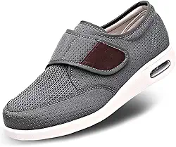 Tênis masculino para diabéticos Edema, ajustável, largo, ao ar livre, ortopédico, leve, confortável, casual, para idosos inchados e recuperação de artrite