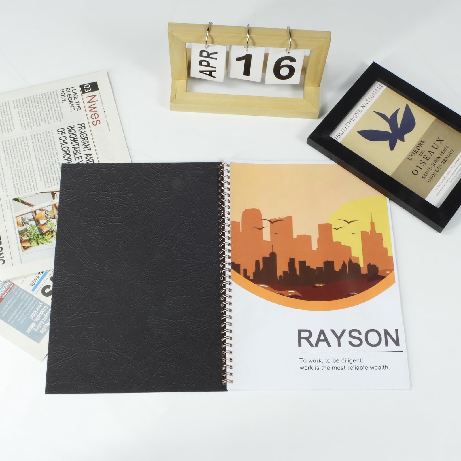 RAYSON Couvertures de reliure, A4, 230g, Texture Cuir, Bleu, 100 Pièces | Couverture papier stable avec gaufrage cuir premium. 230g pour protection sûre. Idéal pour rapports et certificats