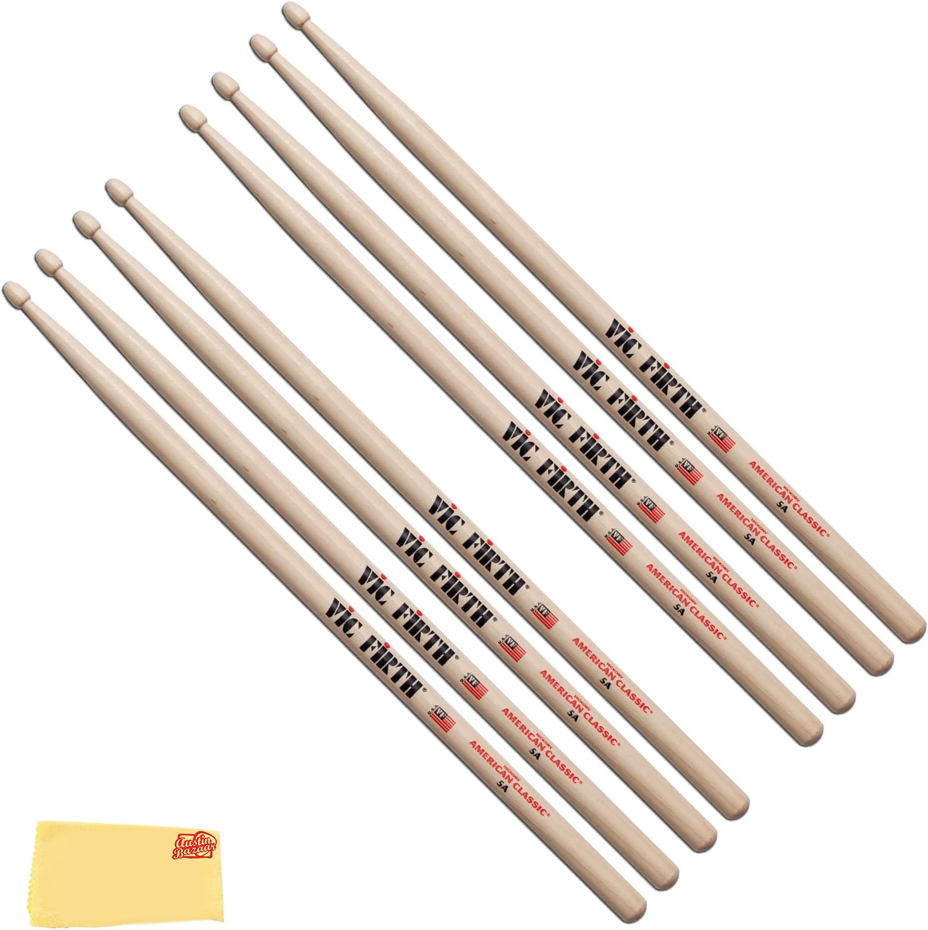 American Classic 5A Wood Tip Drumsticks - 4-Pack