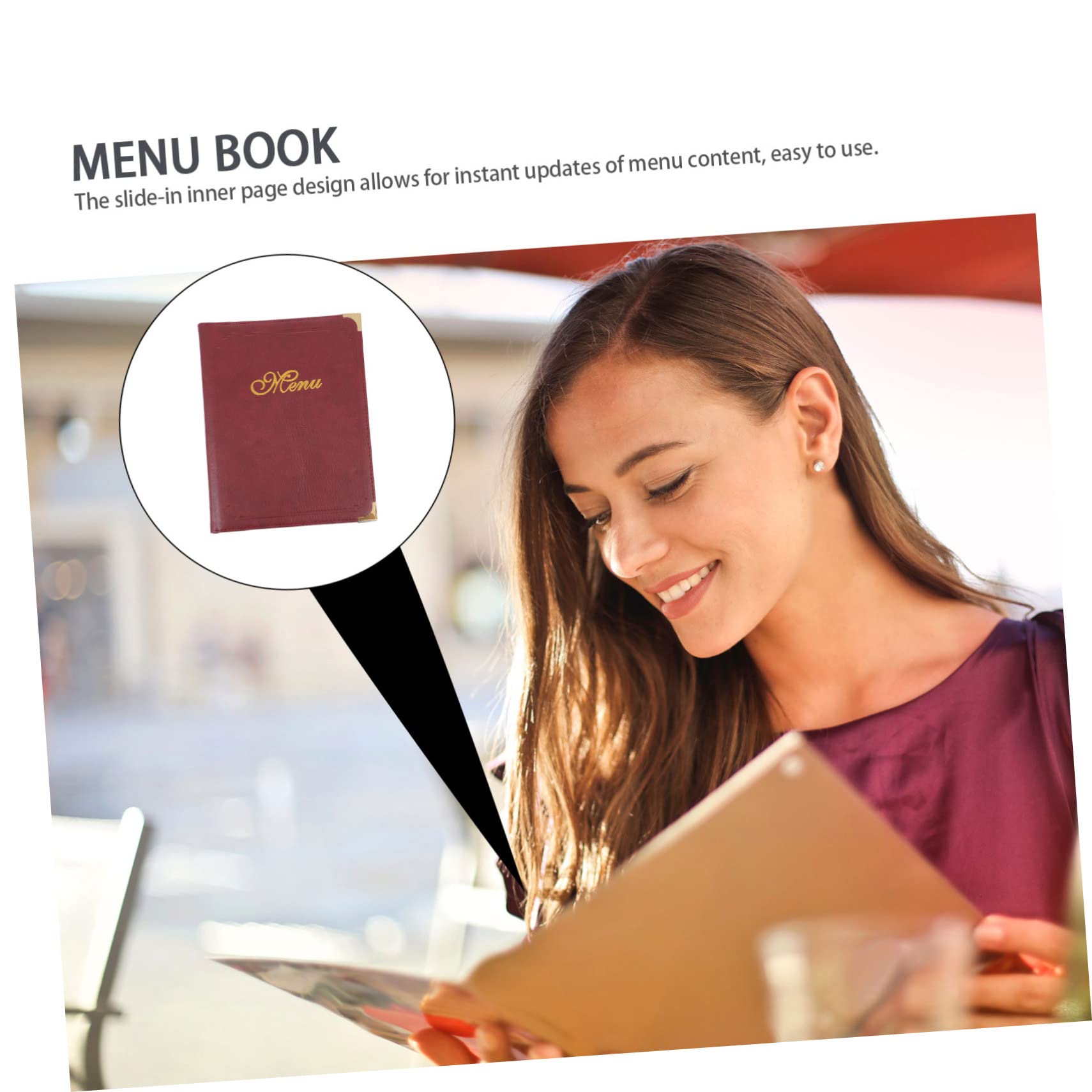 NAMOARLY 1pc A4 Menu Book Restaurant Cafe Book Menu Covers Holders Menu Holder Book Menu Cover Book Menu Holding Book Exquisite Restaurant Bar Use Menu Book Simple Meal Folder Pu Red