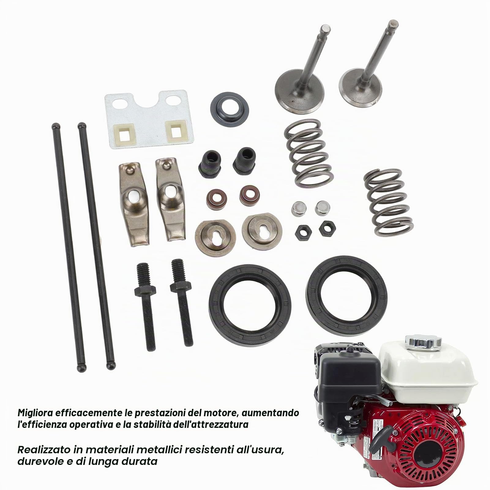 Set Aste di Spinta della Valvola, Set di Bilancieri con Piastra Guida in Metallo 24 Pezzi per Motore GX340 GX390