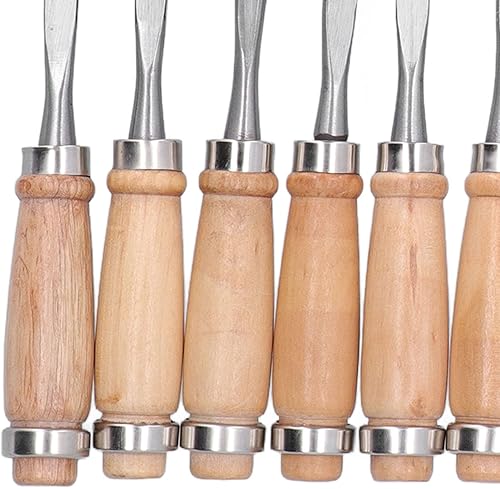 Miniatura 7 de Walfront 12 cinceles de torneado de madera, herramientas de separación de ranuras de madera, accesorios de tallado de carpintería, 8 pulgadas