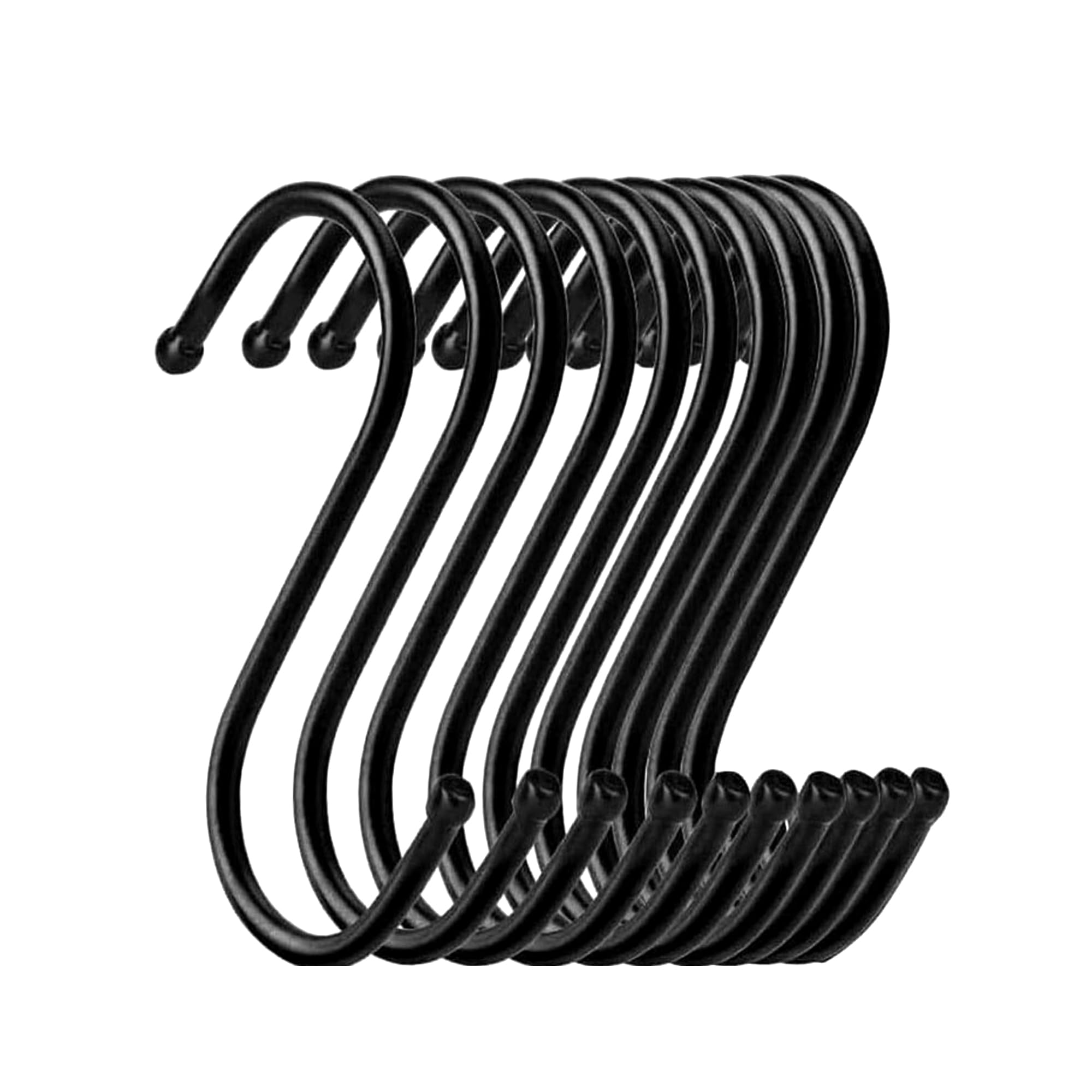 Doetyd Black 10Pcs S Hooks, S Shaped Hanging Hooks，Stainless Steel Hooks For Kitchen Utensils, Pans, Office Supplies, Hooks For Kitchen, Bathroom, Bedroom, Living Room And Office(2.75 Inches,)
