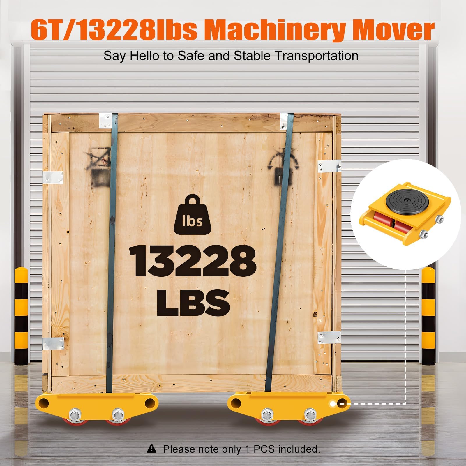 6T Schwer Transportrollen Möbelroller Transportroller Heavy Duty Rad Gepanzerte Rolle, Schwerlast-Transportrollen aus Kohlenstoffstahl, Transportrolle Maschinerie für Maschinen, Möbel und Geräte