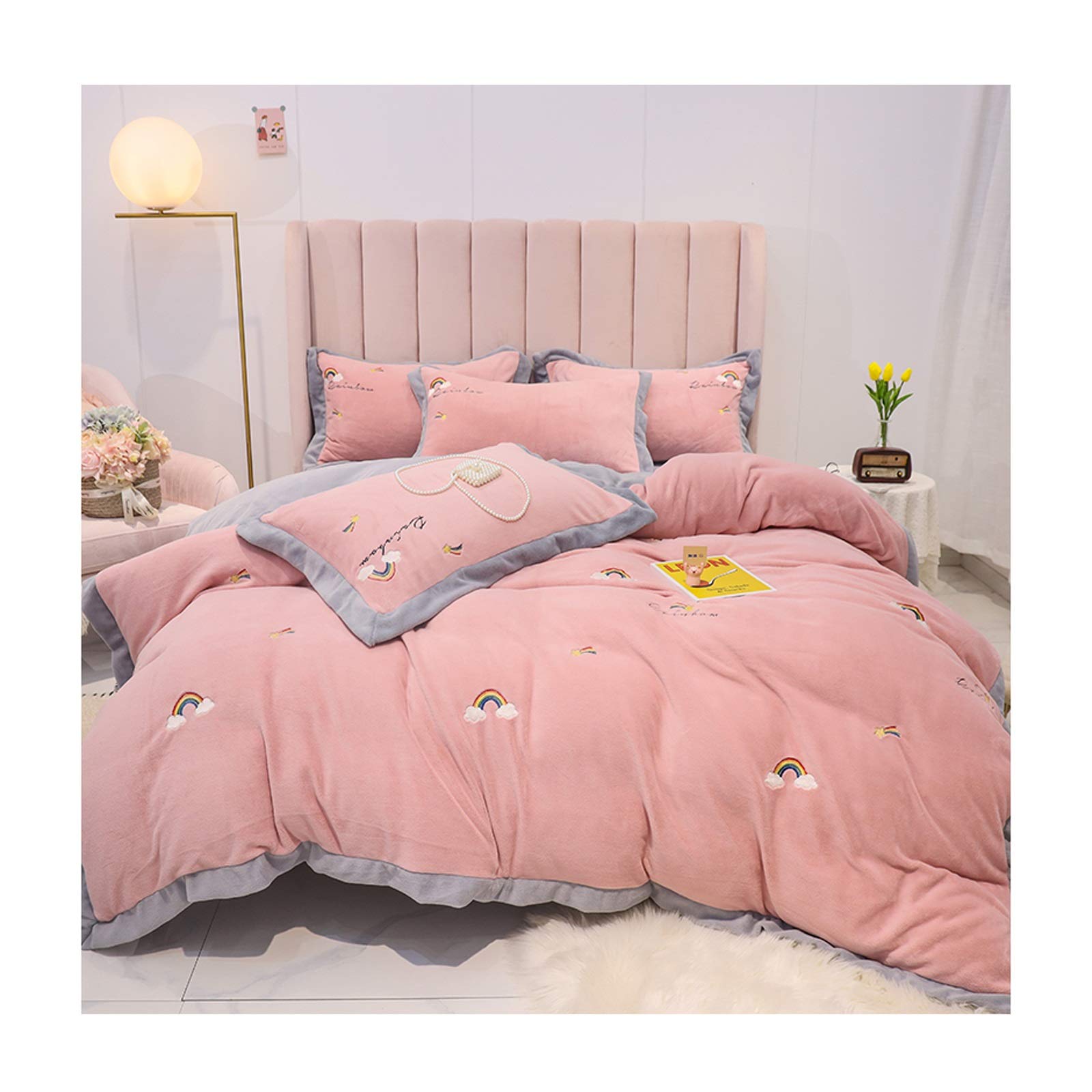 Housse de couette velours de lait anti-froid pour lit hivernal