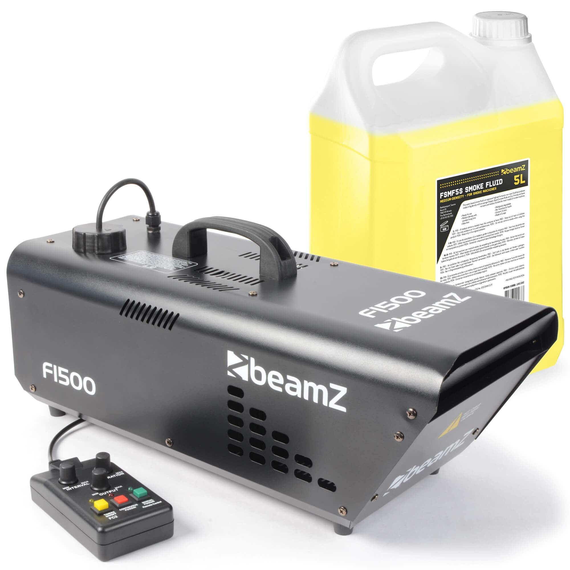 BeamZ F1500 - Máquina de niebla hazer 1500W con DMX para DJs y discotecas | 1500W de potencia, salida de humo constante y uniforme, gran capacidad de niebla, para fiestas y discotecas