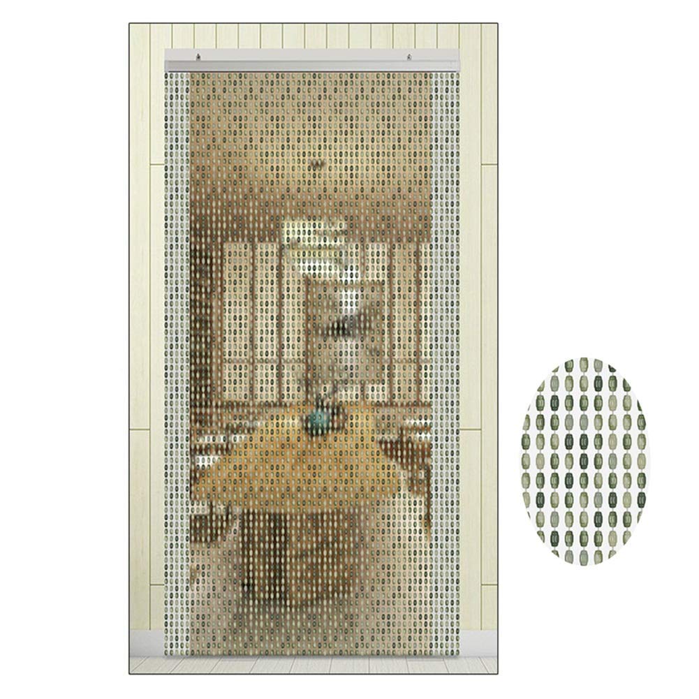 Rideau de porte perlé en bois et plastique fait main cloison amovible 7 couleurs