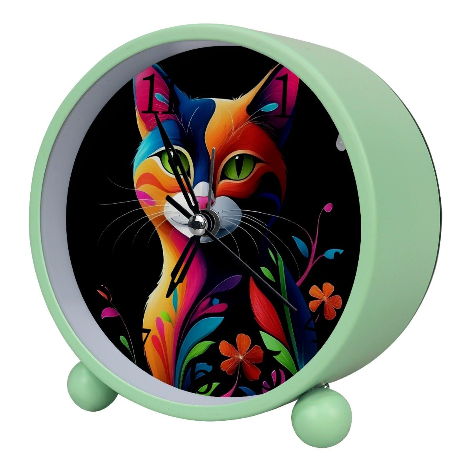 etoenbrc Watercolor Butterfly Silent Analog Alarm Clock Small Battery Operated Clock Slient Plastic Table Clock for Living Room Bedroom Color34