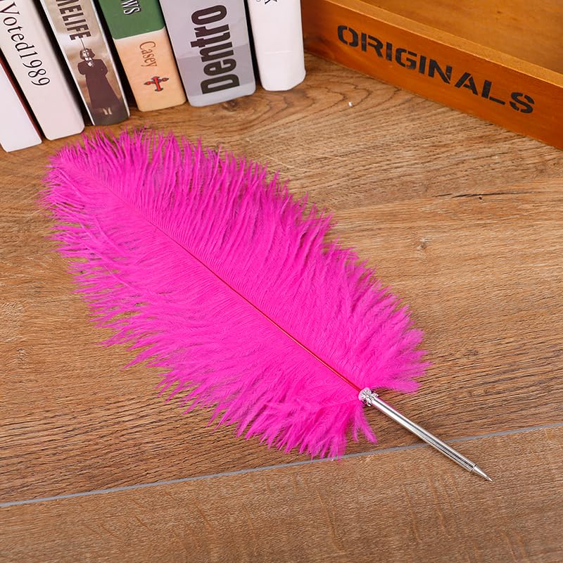 OPENDGO Feather Ballpoint Pen Novelty Feather Pen Ostrich Quill Ballpoint Pen Signature Pen For Writing Gift Office School Supplies Cute Stationery (