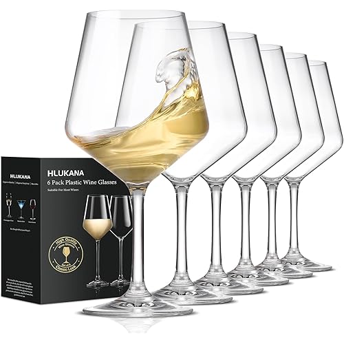 Unbreakable Wine Glasses Set of 6, 16 oz Plastic Wine Glasses with Stem, BPA Free, Reusable Wine Glass for Poolside, Outdoors Camping Picnic Restaurants Home Bar Christmas Unique Gift