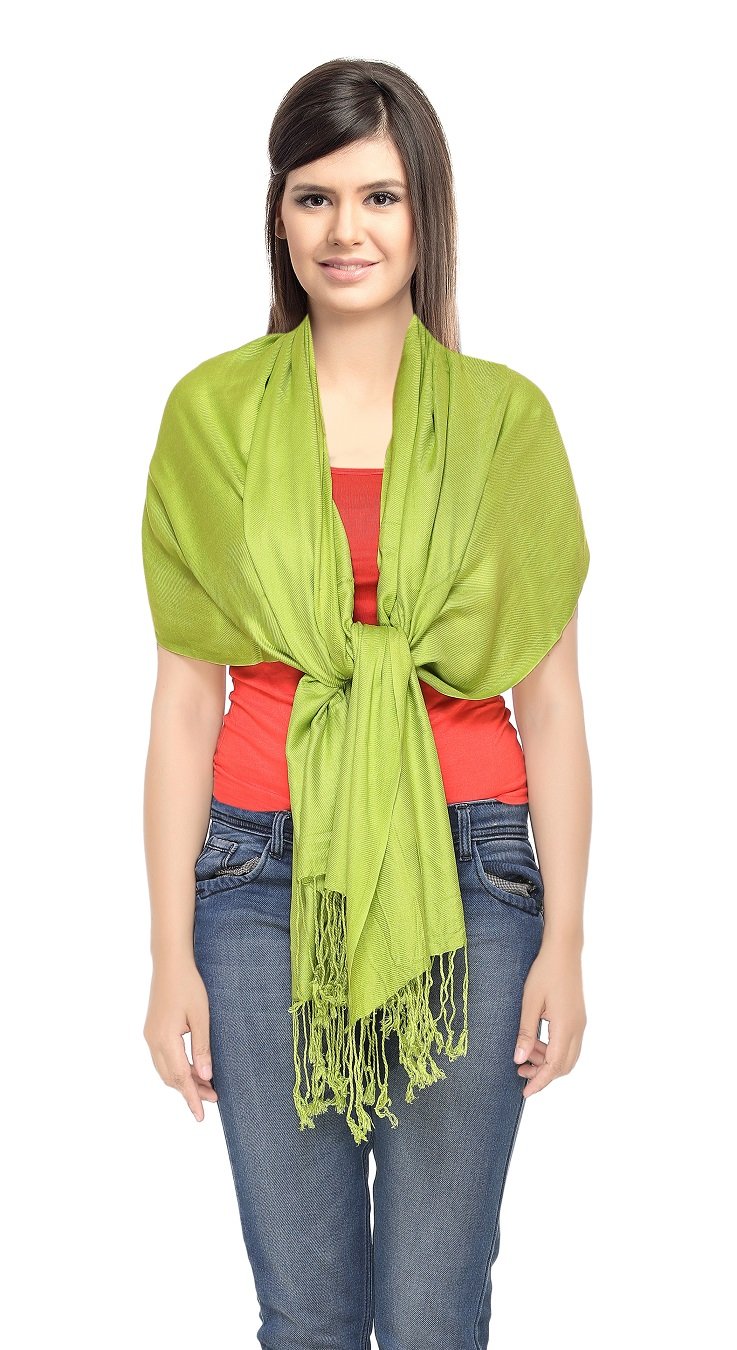 World Of Shawls Women's Lime Green Scarf Viscose Pashmina Scarves/Shawl Wrap (Lime Green)