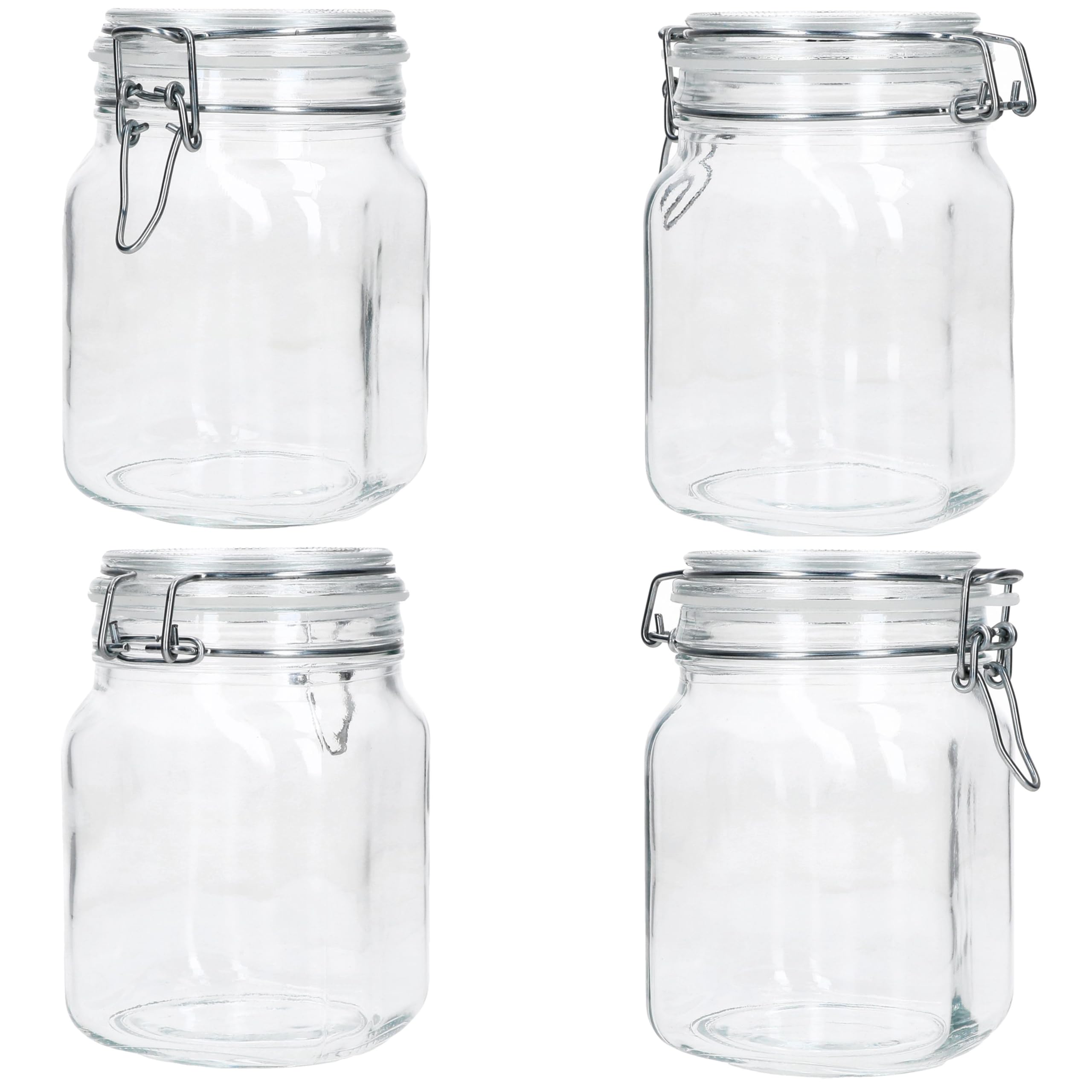 MamboCat Prima Lot de 6 bocaux de conservation hermétiques carrés I 1 l I Bocaux en verre avec fermeture à étrier I Idéal pour la mise en conserve, la fermentation et le stockage