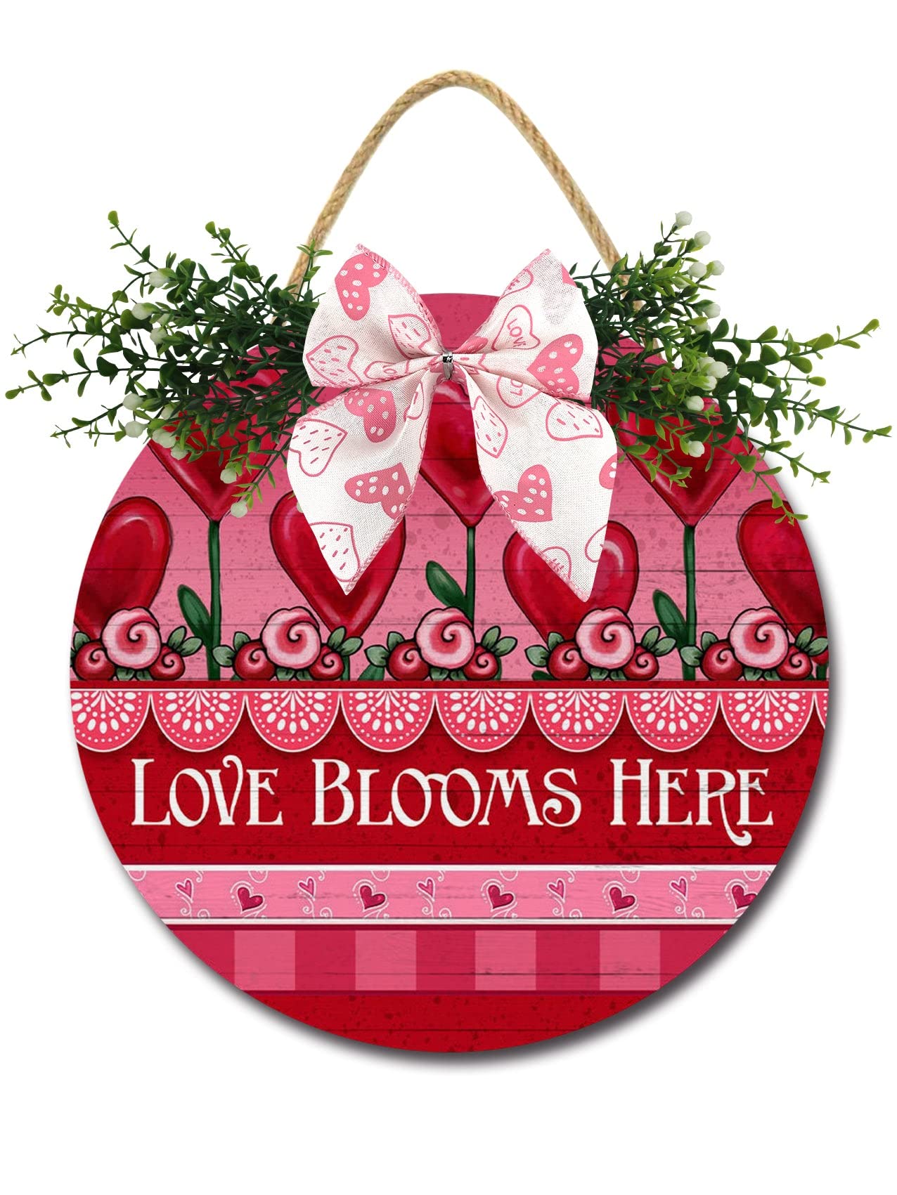 Targa in legno con scritta in inglese Love You, decorazione