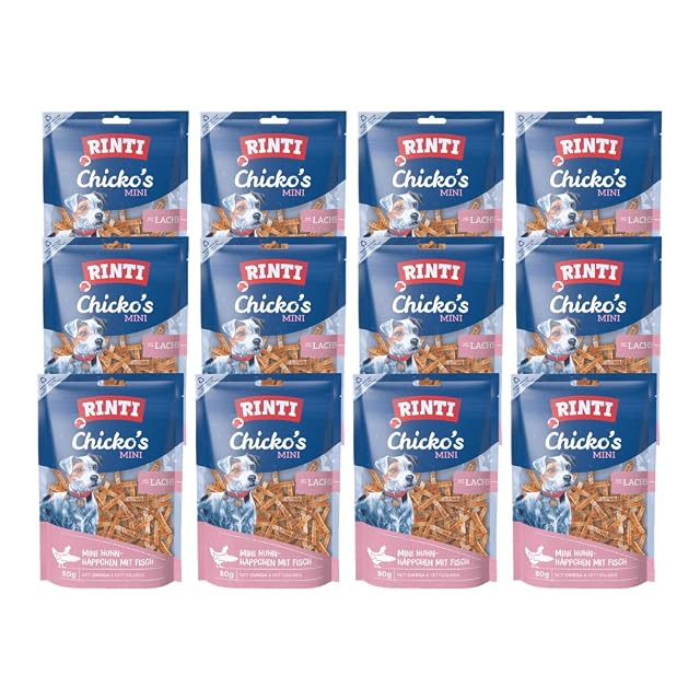 Rinti Chicko Mini aperitivos para perros con salmón - 12 x 80 g