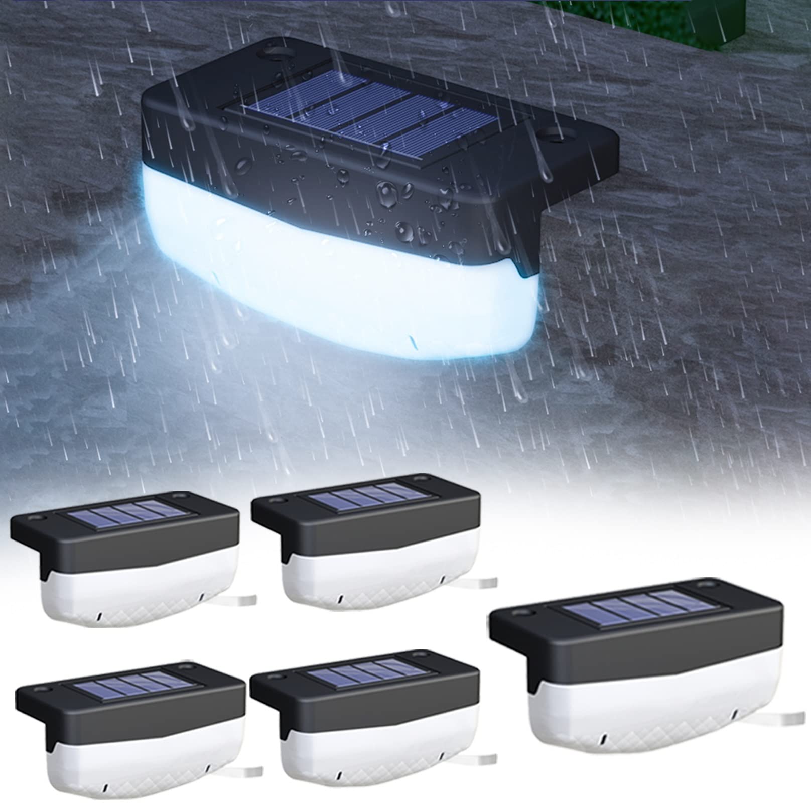 BiiKoon Outdoor Step Lights Solar Deck Light Ip65 Waterproof Solar Fence Lights Dusk To Dawn Patio Decor Security Lights For Stairs Yard Pathway (Color : Cold White, Size : 6 pack)