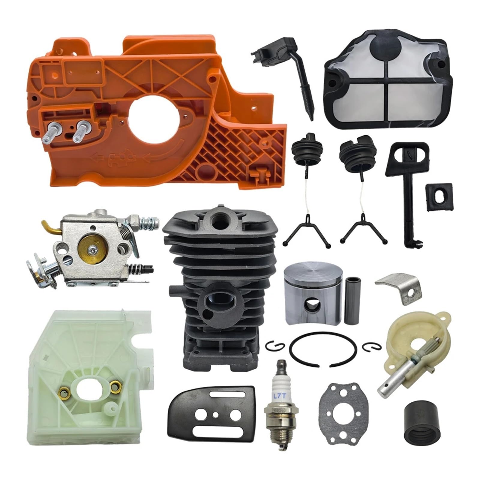Dingmao Kit de carburador del cárter del pistón del cilindro apto for motosierra Hus 137 142 E 38mm reemplazar OEM 530071991 530069940