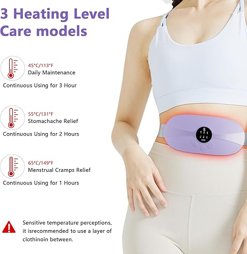 Miniatura 10 de kissleaf Almohadilla térmica, almohadilla térmica portátil inalámbrica de calentamiento rápido, almohadillas térmicas con 3 niveles de calor y 3