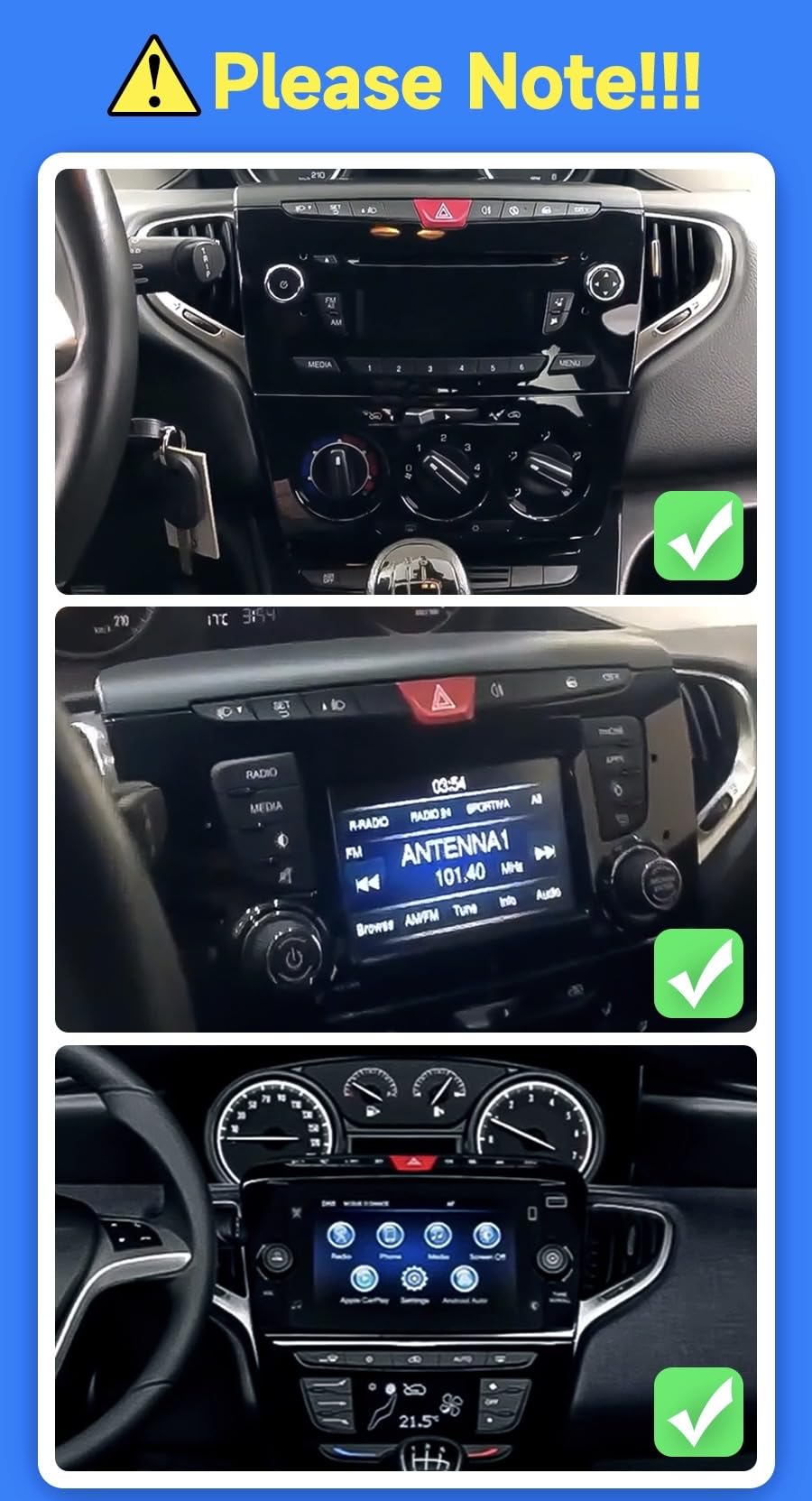 Autoradio Custom Fit per Lancia Ypsilon 2011–2020 con CarPlay e Android Auto | Schermo Touch HD 2DIN | GPS Navigatore | Bluetooth | USB | Retrofit Plug & Play | Compatibile con comandi al volante