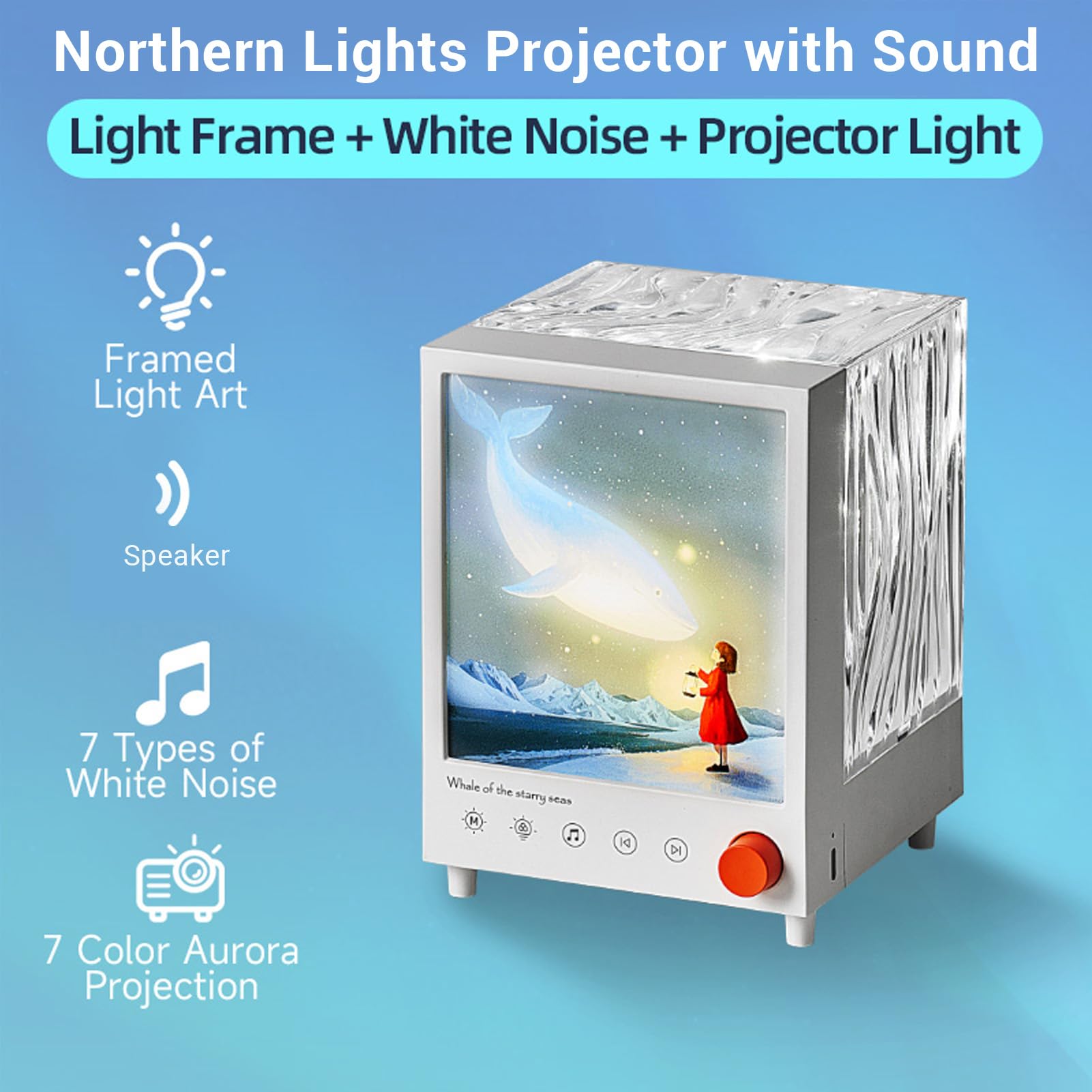 Proiettore per Luce Notturna 3 in 1, Macchina per Rumore Bianco in ABS PC con Altoparlante Bluetooth 5.3 per Sonno e Relax