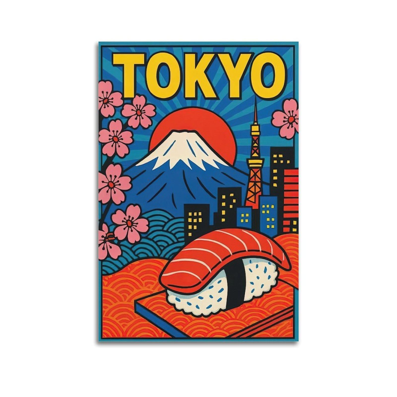OKAHYS Vintage Travel Poster Japan Tokyo Artwork Decorative Painting Canvas Wall Artworks Picture 24x36inch(60x90cm)