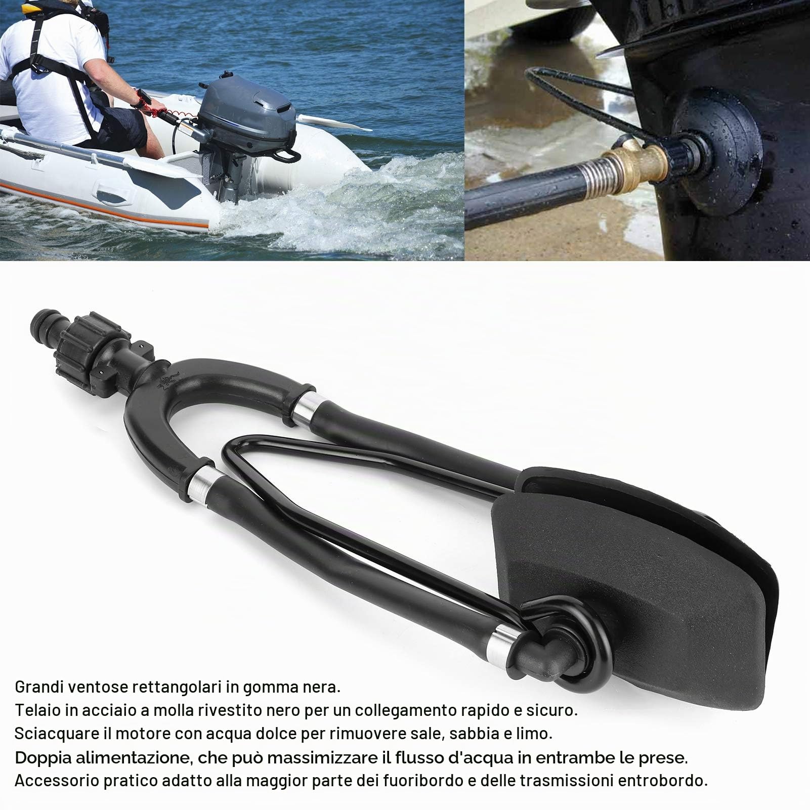 Cuffie Lavaggio Motore Fuoribordo - Cuffia Per Motore Fuoribordo Motore Acqua A Doppia Alimentazione Cuffie Rettangolari Di Grandi Dimensioni Connessione Rapida Flusher Barca